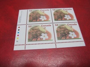 CANADA UNITRADE# 1366 52c FRUIT TREE DEF. USA RATE LL INSCRIPTION BLOCK MNH - Picture 1 of 2