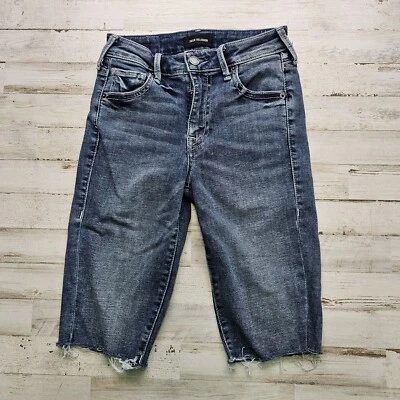 True Religion Jean Shorts Womens Size 24 Riley Knee Length Cut-Off Stretch Denim - Image 1 of 4