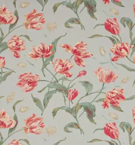 COLEFAX AND FOWLER CURTAIN FABRIC DESIGN "Primavera" 3.1 METRES AQUA LINEN BLEND - Picture 1 of 5