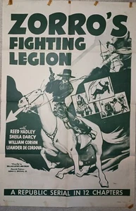 Original Zorro's Fighting Legion 1958 27x41 Film Serienposter ein Blatt - Bild 1 von 10