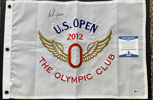 WEBB SIMPSON SIGNED 2012 OLYMPIC CLUB U.S.OPEN EMBROIDERED FLAG Beckett Cert