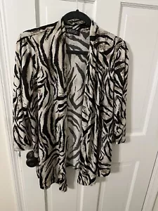 Kasper Ladies Open Front Animal Print Knit Jacket. Size L. Pre-Owned. - Picture 1 of 8