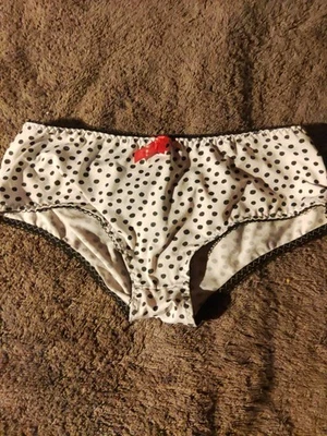 Bikini Panty De Colección Blanco Sedoso con Negro Poka Dot 90% Poliéster Talla 6 Foto 1 de 4
