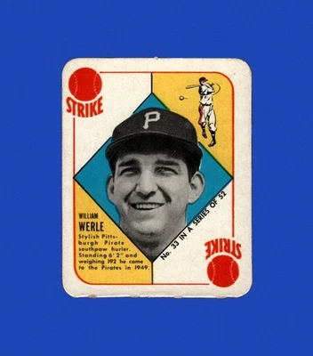 1951 Topps Red Backs Set-Break # 33 William Werle en muy buen estado-en muy buen estado (arrugue) *GMCARDS* Foto 1 de 2