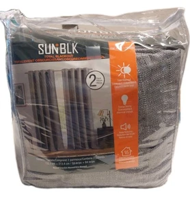 SUN+BLK Total Blackout Window Curtains - Maxwell Grey - 52 x 84 in- Pack of 2 - Picture 1 of 9