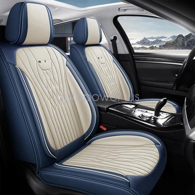 For Mercedes Benz Front+Rear Seat Cover Protector Cushion Accessories Blue&White Foto 1 de 4
