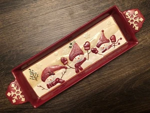 Bandeja cuadrada para servir deseos de invierno de San Nicolás muñeco de nieve/copos vacaciones Navidad - Imagen 1 de 10