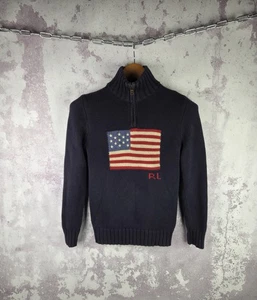 Polo Ralph Lauren RL Sweater Long Sleeve American Flag USA Knitted Boys Classic - Picture 1 of 8