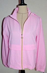 LILLY PULITZER Cocos Jacket  CONCH SHELL PINK Performance Gingham MEDIUM NWT - Picture 1 of 10
