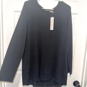 Suéter Túnica Top Negro Soft Surroundings Boho Indie Artístico Oficina Único L Nuevo con Etiquetas - Imagen 1 de 5