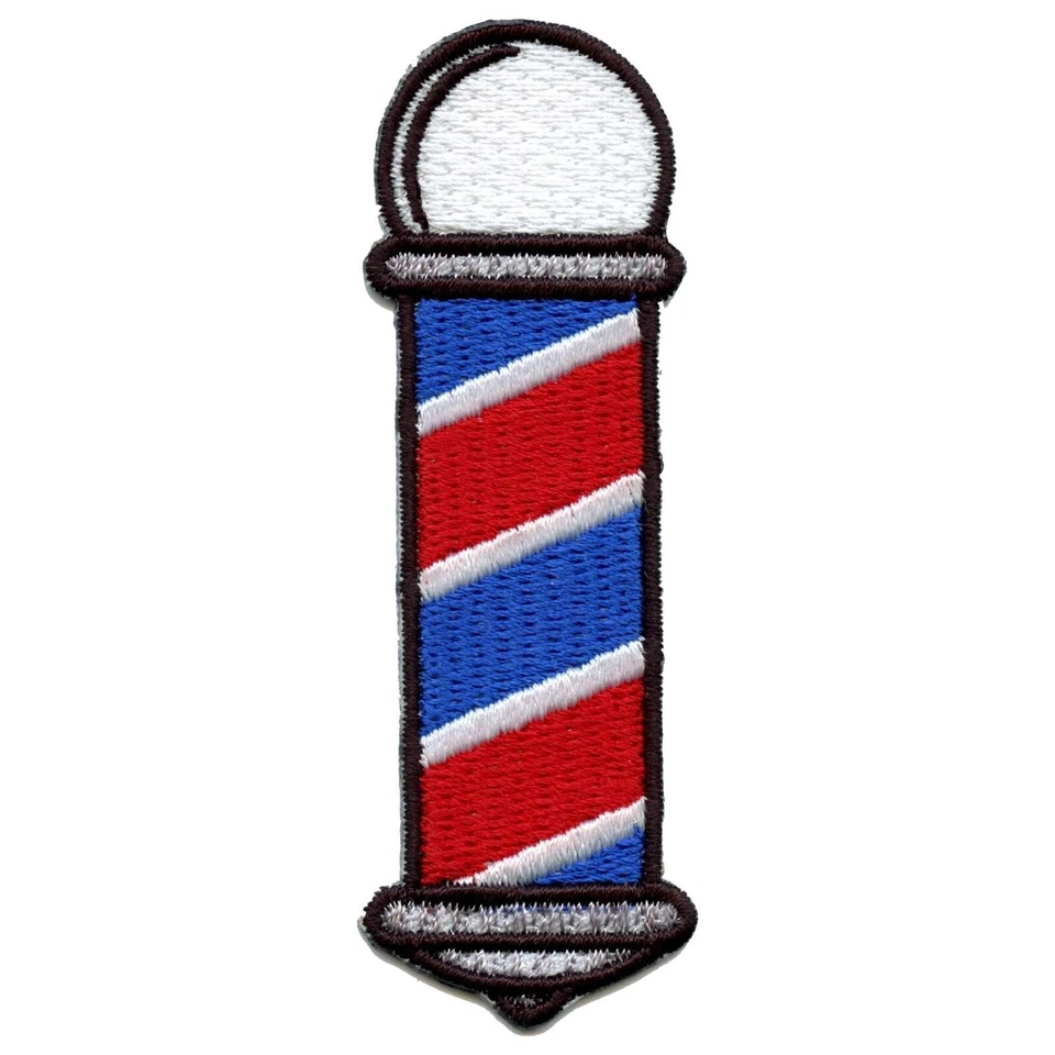 Barber Shop Pole Emoji Embroidered Iron On Patch - Image 1 of 3