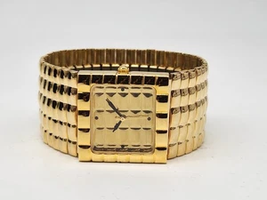 Joan Rivers Classics Quilted Gold Tone Square Dress Watch Accordion Band - NOS - Picture 1 of 12