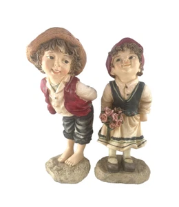 2er Set niedliche Bauernkinder Polyresin 16 cm H Junge Mädchen 5723 günstig - Bild 1 von 3