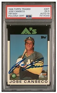 1986 Topps Traded Tiffany SIGNED Jose Canseco RC #20T PSA/DNA 10 AUTO GEM A’s - Picture 1 of 3
