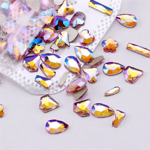 50pcs Crystal AB Nail Art Rhinestones FlatBack Glitter Gems Nails Decor Gifts