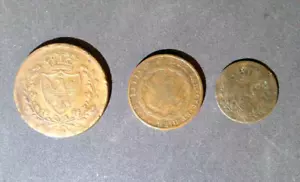 1826 Sardinia - Italy - Copper Coin Lot of 3 - 1, 3 and 5 Centesimi Coins - Picture 1 of 8