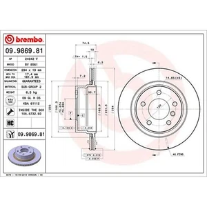 Brembo Paar UV-beschichtete Bremsscheiben 09.9869.81 - Bild 1 von 2