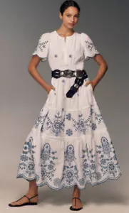 Anthropologie The Somerset White Embroidered Eyelet Edition Maxi Dress M - Picture 1 of 11