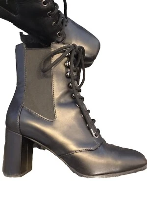 Très Belle Boots Cuir Noir Max Mara 38,5 Tbe Authentique  - Photo 1/4