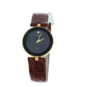 Orologio DONNA Orient MUSEUM JAPAN VINTAGE 30MM QUARZO N.O.S. NERO PELLE ACCIAIO - Picture 1 of 3