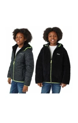 Jaqueta Eddie Bauer Youth Reversível Lã Tamanho Médio 10/12 Preta NOVA! - Imagem 1 de 4