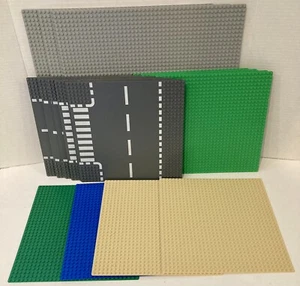 Lego Lot of 20 32x32 & 48x48 Base Plates Gray & Blue & Green & Beige & Roads - Picture 1 of 5