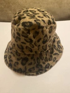 Bucket Hat Leopard Print/Brown Faux Leather Unisex Reversible 2 Hats In 1 - Picture 1 of 2