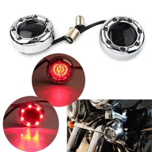 Per Harley Sportster 2X 1157 Rosso LED Cromato Lucido Anello di Rifinitura Luci di Direzione - Foto 1 di 12
