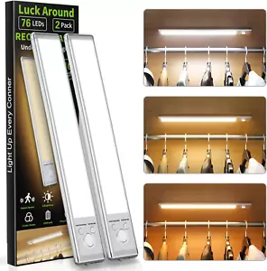 Under Cabinet Lights,1500Mah Rechargeable Closet Lights, 76 LED Operated Motion - Picture 1 of 12