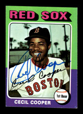 1975 Topps # 489 Cecil Cooper Autograph Signed Card (M2) Boston Red Sox