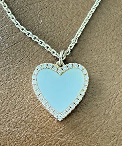 GCL 14K Yellow Gold Mother Of Pearl Diamond Lucky Heart Necklace - Picture 1 of 7