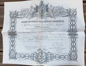 1868 EHRENLEGION ZWEITES REICH NAPOLEON III PATENT DIPLOM VON SAINT-LAURENT - Bild 1 von 6