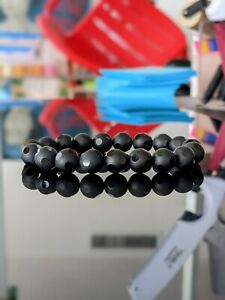 Polka Dot Black Onyx bead bracelet for men 10mm 7, 7.5, 8, or 8.5" inch