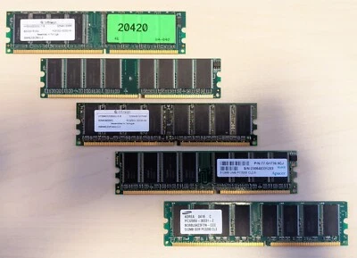 5 x DDR1 Arbeitsspeicher RAM | 3x256 MB + 2x512 MB | Apacer | Infineon | Samsun - Bild 1 von 4