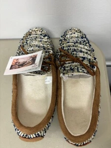 WOMENS ZIZOR MOCCASIN SLIPPERS-BLUE/GOLD/BROWN SIZE 6.5-7.5 - Picture 1 of 4