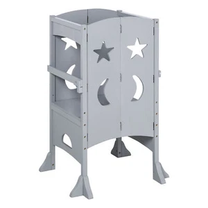 Wooden Kitchen Step Stool for Kid Foldable Baby Step Stand Learning Toddle Tower - Picture 1 of 11