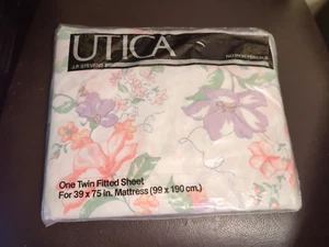 SALE! Vintage Rosa Lila Geblümt Twin Spannbettlaken Kitschig Landhaus Kern - Bild 1 von 1