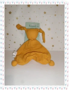 ㊱ - Doudou Semi Plat Lapin Floppy Lange Ocre Hoppa Neuf - Imagen 1 de 2
