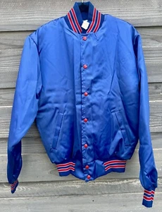 VTG 80s/90s Rennoc Varsity Satin Blue Quilted Lined Letterman Jacket Rare NWT Sm - Picture 1 of 24