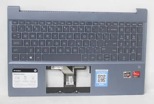 M08921-001 HP PALMREST FOG BLUE W/KB CLOUD BLUE FOR 15-EH0090WM "GRADE A" - Picture 1 of 1