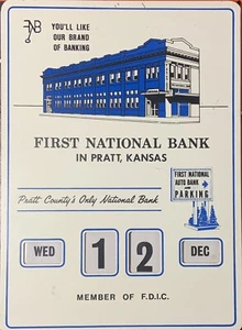 First National Bank Pratt Kansas Vintage Metal Perpetual Calendar Sign - Picture 1 of 9