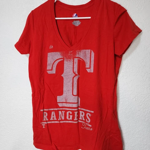 Texas Rangers Shirt Womens Size XL Baseball VNeck Red  Darvish #11 Majestic Cover