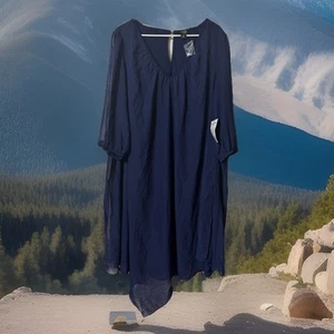Schick neu ohne Etikett June Vie High Low transparentes bequemes Midi-Kleid gefüttert Übergröße 22/24 1X Boho - Bild 1 von 5