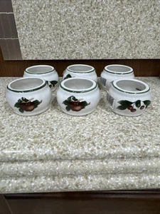 Cades Cove CHERRY AND APPLE Fruit Napkin Ring Holders Porcelain Set Of 6  - Picture 1 of 6