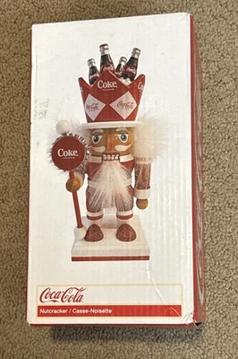 Kurt Adler Wooden Coca-Cola Holiday Nutcracker With Coke Bottles Hat 8" New - Image 1 of 4