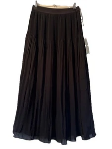 H & M Ladies Skirt Size S Black Pleat Midi Pleated Classic Elastic Waist Office - Picture 1 of 10