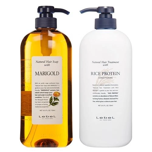 LebeL Natural Hair Soap Shampoo Marigold 1000ml Treatment Rice Protein 980ml - Image 1 of 1