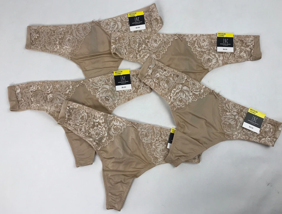Inc International Concepts Smooth Lace Thong Frappe XL