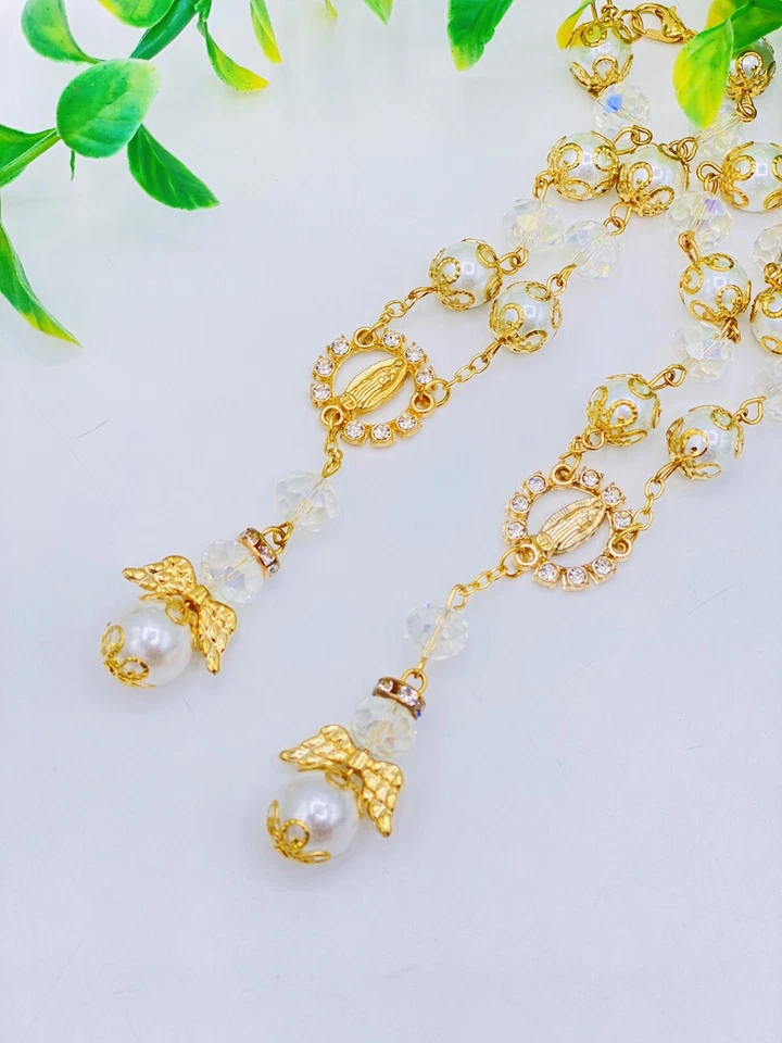 12 BAPTISM FAVORS BRACELETS W/GD FIRST COMMUNION RECUERDOS DE BAUTIZO FREE BAGS - Image 1 of 4