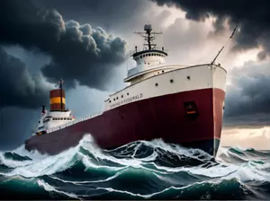 SS Edmund Fitzgerald Katastrophe Geschichte Historischer Wiederaufbau Poster Kunstdruck - Bild 1 von 3